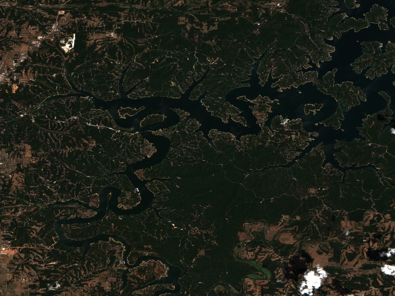Copernicus Sentinel-2 true-color satellite capture of Beaver Lake