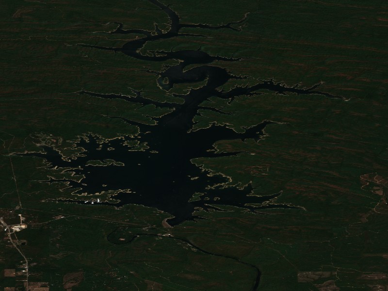 Copernicus Sentinel-2 true-color satellite capture of Broken Bow Lake