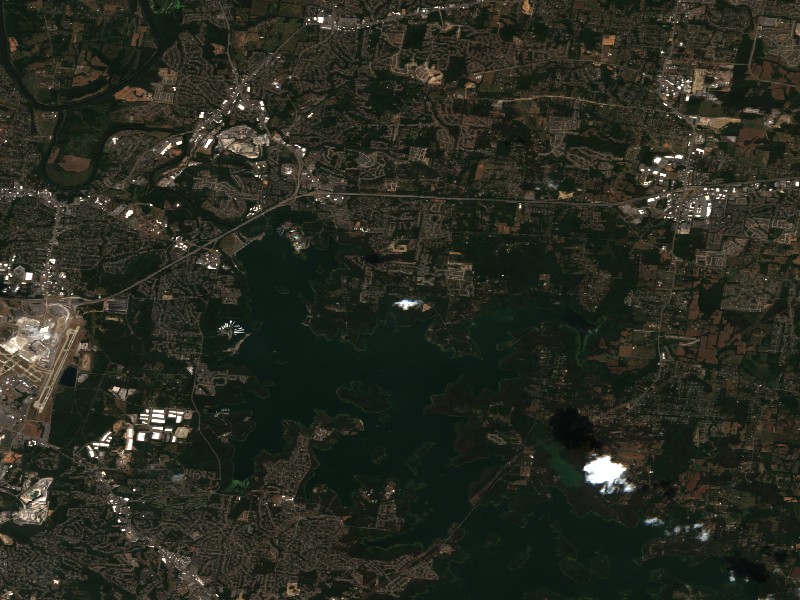 Copernicus Sentinel-2 true-color satellite capture of J. Percy Priest Lake