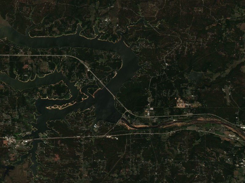 Copernicus Sentinel-2 true-color satellite capture of Keystone Lake