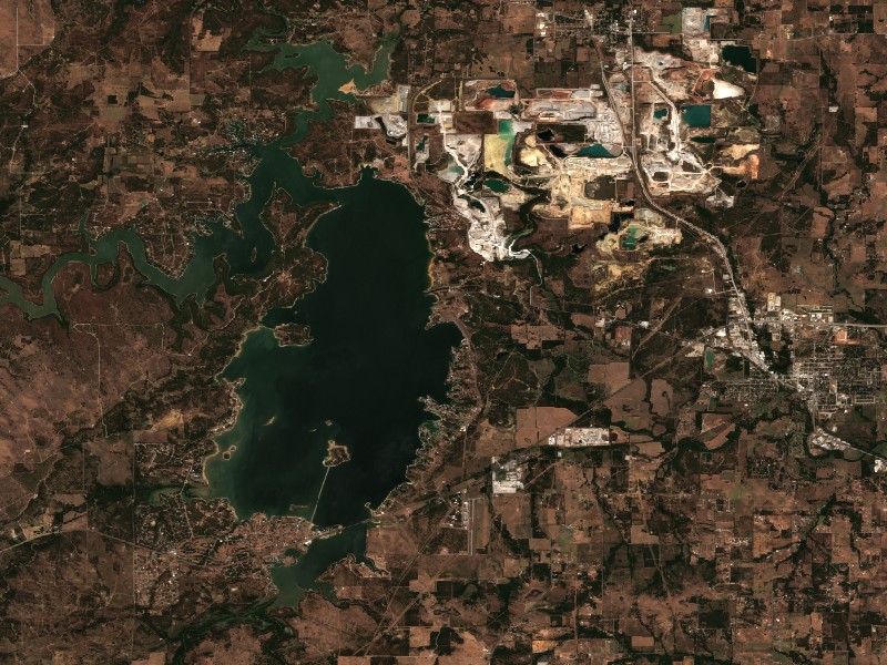 Copernicus Sentinel-2 true-color satellite capture of Lake Bridgeport