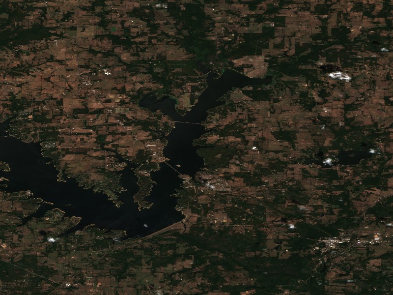 Copernicus Sentinel-2 true-color satellite capture of Lake Fork