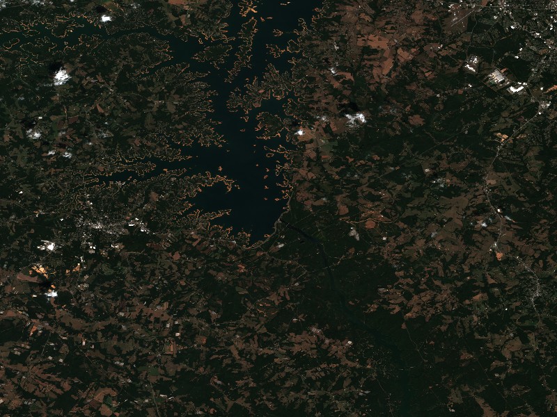 Copernicus Sentinel-2 true-color satellite capture of Lake Hartwell