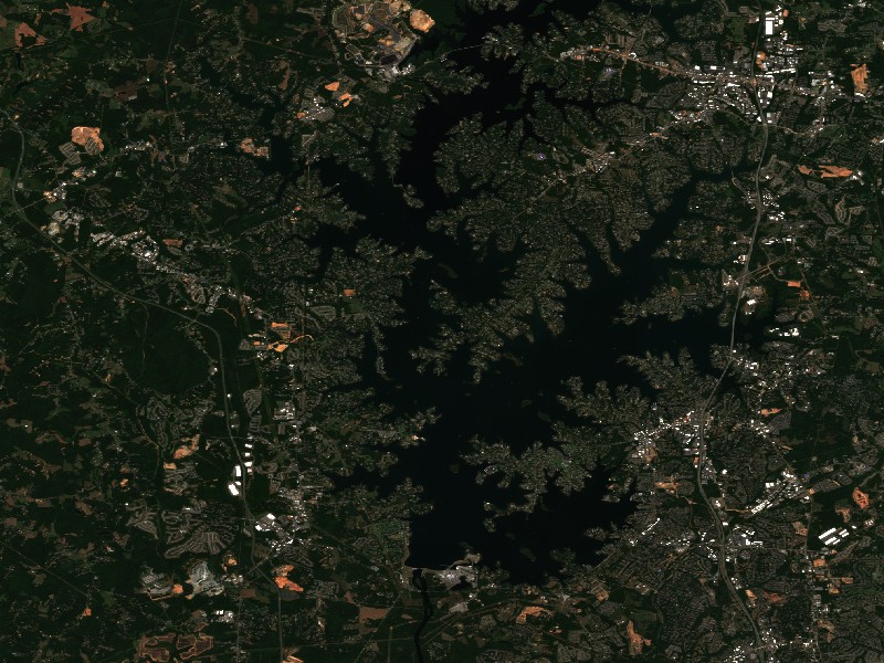 Copernicus Sentinel-2 true-color satellite capture of Lake Norman
