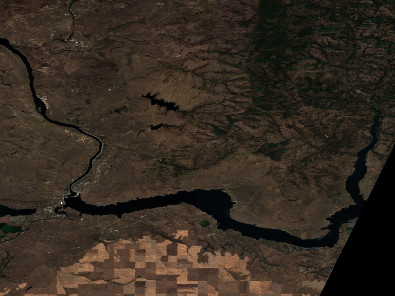 Copernicus Sentinel-2 true-color satellite capture of Lake Roosevelt