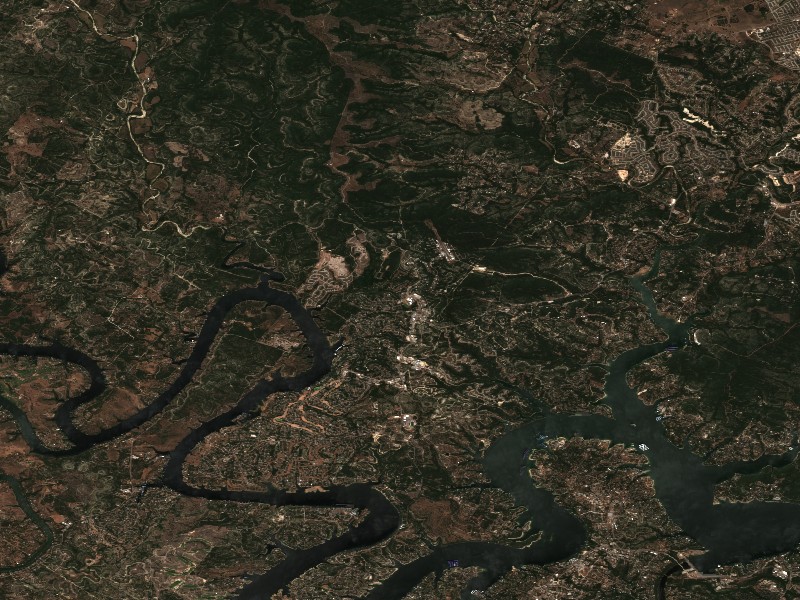Copernicus Sentinel-2 true-color satellite capture of Lake Travis