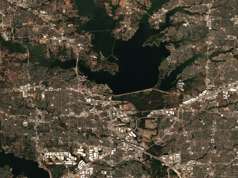 Copernicus Sentinel-2 true-color satellite capture of Lake Lewisville