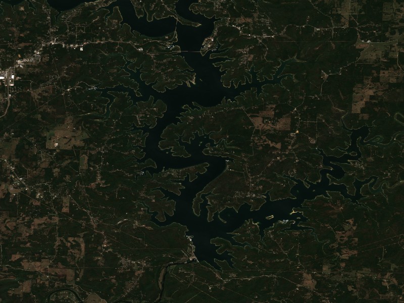 Copernicus Sentinel-2 true-color satellite capture of Norfork Lake