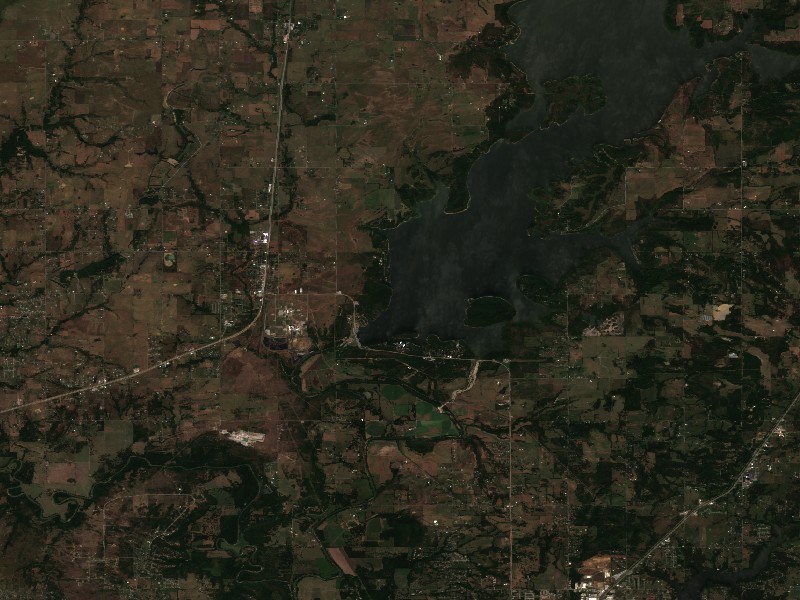 Copernicus Sentinel-2 true-color satellite capture of Oologah Lake