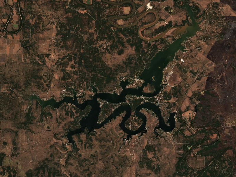 Copernicus Sentinel-2 true-color satellite capture of Possum Kingdom Lake