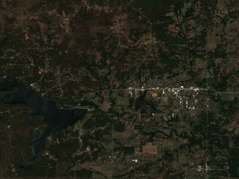 Copernicus Sentinel-2 true-color satellite capture of Skiatook Lake