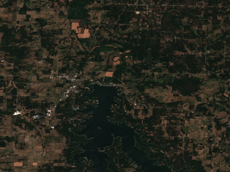 Copernicus Sentinel-2 true-color satellite capture of Stockton Lake