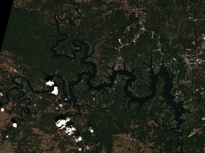Copernicus Sentinel-2 true-color satellite capture of Table Rock Lake